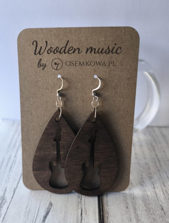 Kolczyki z gitarą basową - Prezent dla basistki - osemkowa.pl