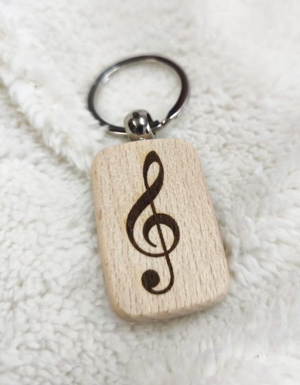 Klucz wiolinowy - Brelok bukowy - Prezent dla muzyka