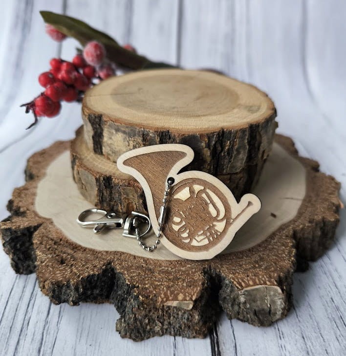 Waltornia - Brelok z drewna - Brelok ze sklejki - Prezent dla muzyka