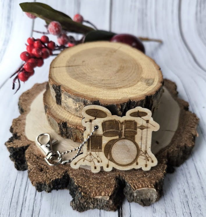 Perkusja - Brelok z drewna - Brelok ze sklejki - Prezent dla muzyka