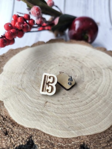 Muzyczne kolczyki na sztyfcie - Klucz altowy - Kolczyki z drewna - Muzyczna biżuteria - Kolczyki