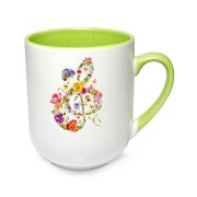 Klucz wiolinowy bratki - Bratki - Prezent dla muzyka - Kubek coffee