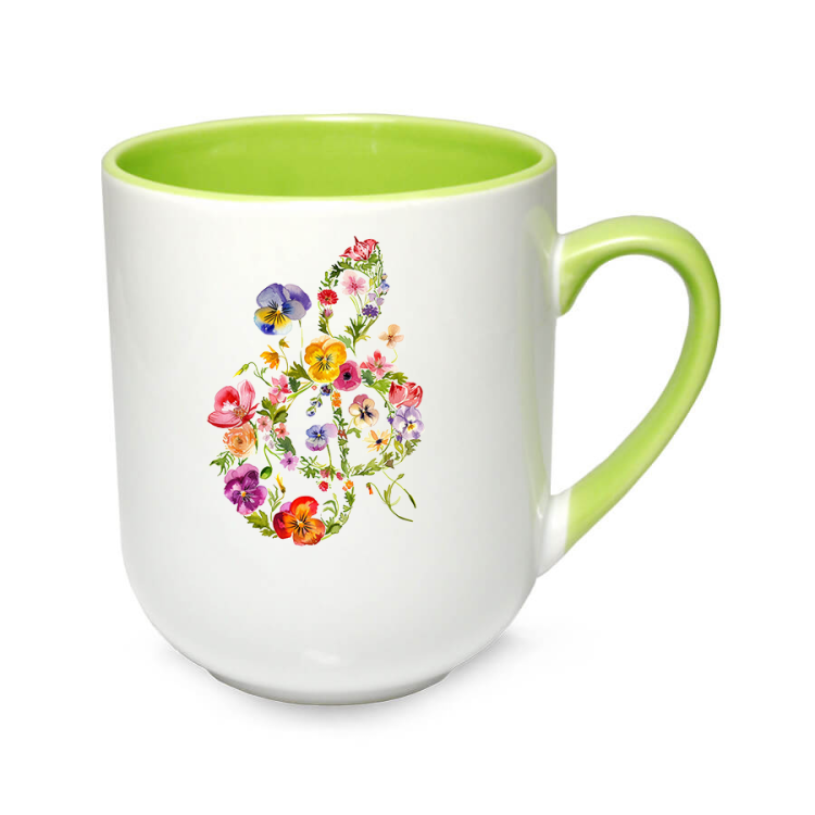 Klucz wiolinowy bratki - Bratki - Prezent dla muzyka - Kubek coffee