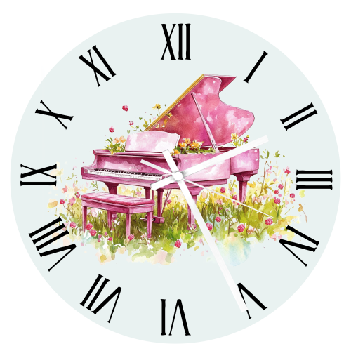 Fortepian - Różowy fortepian - Prezent dla pianistki - Prezent dla muzyka - Zegar