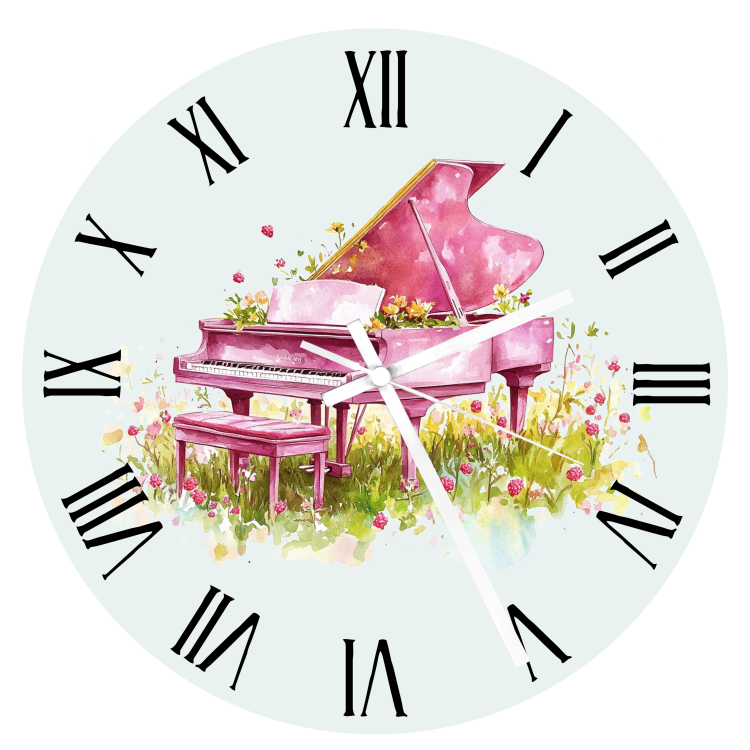 Fortepian - Różowy fortepian - Prezent dla pianistki - Prezent dla muzyka - Zegar
