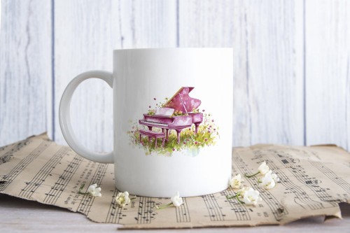 Fortepian - Różowy fortepian - Prezent dla pianistki - Prezent dla muzyka - Kubek ceramiczny