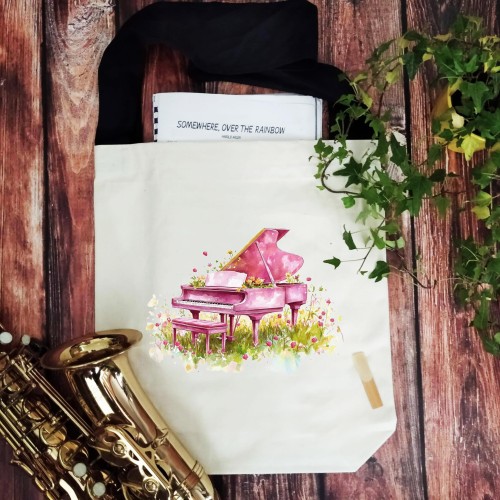 Fortepian - Różowy fortepian - Prezent dla pianistki - Prezent dla muzyka - Torba na ramię