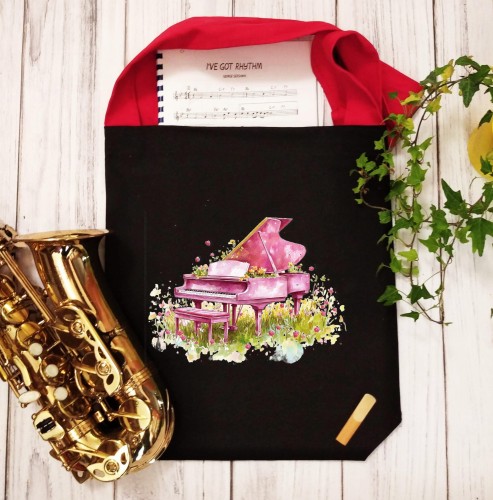 Fortepian - Różowy fortepian - Prezent dla pianistki - Prezent dla muzyka - Torba na ramię