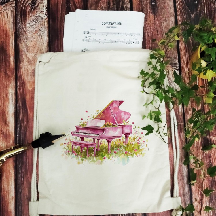 Fortepian - Różowy fortepian - Prezent dla pianistki - Prezent dla muzyka - Worek plecak