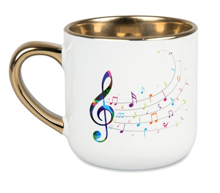 Klucz wiolinowy - Nuty - Prezent dla muzyka – Kubek ceramiczny premium złoty