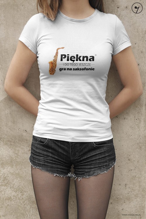Saksofon - Piękna i gra na saksofonie - Koszulka
