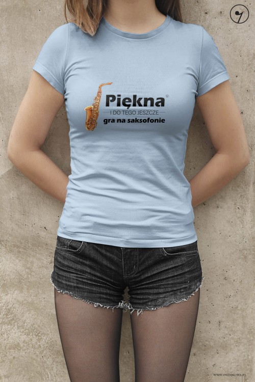 Saksofon - Piękna i gra na saksofonie - Koszulka