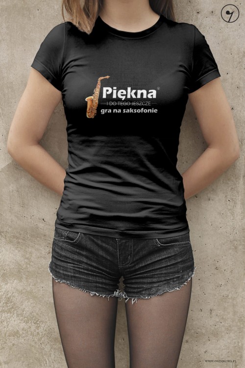 Saksofon - Piękna i gra na saksofonie - Koszulka