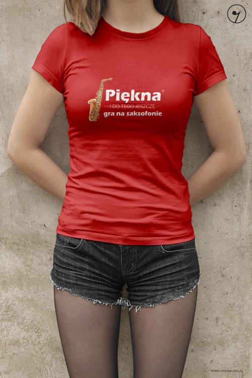 Saksofon - Piękna i gra na saksofonie - Koszulka