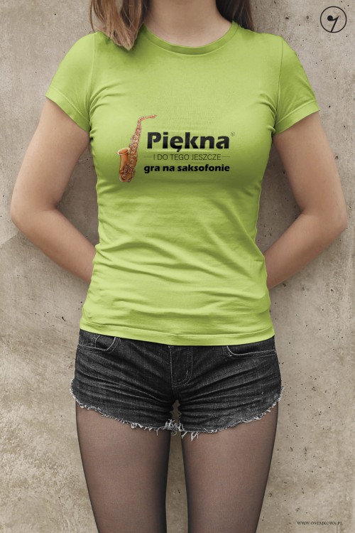 Saksofon - Piękna i gra na saksofonie - Koszulka