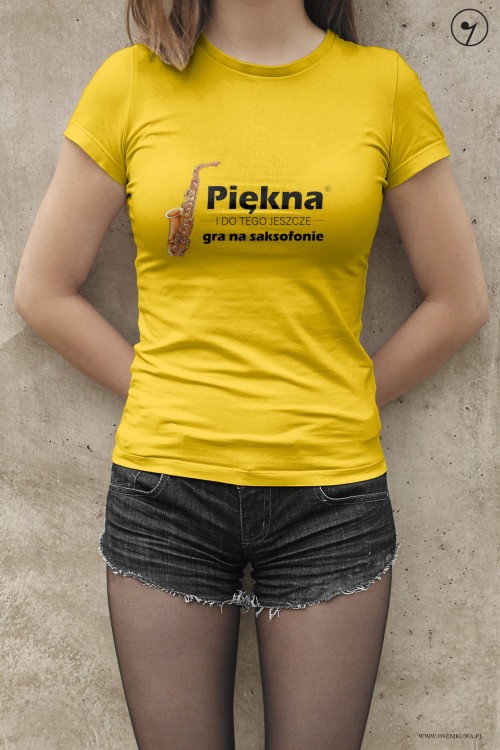 Saksofon - Piękna i gra na saksofonie - Koszulka