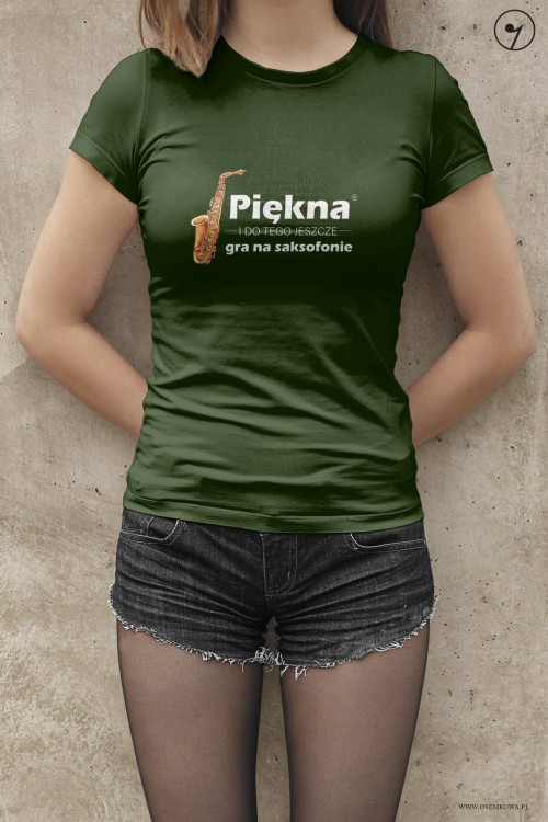 Saksofon - Piękna i gra na saksofonie - Koszulka