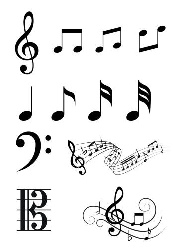 Zestaw muzycznych tatuaży - Tatuaże muzyczne - Nutki
