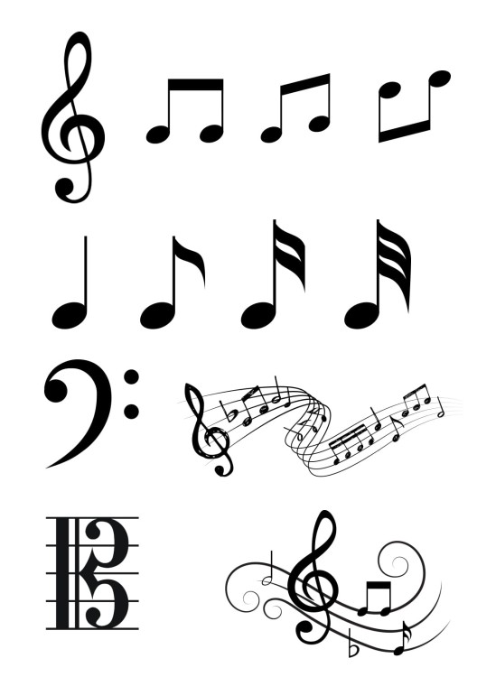 Zestaw muzycznych tatuaży - Tatuaże muzyczne - Nutki