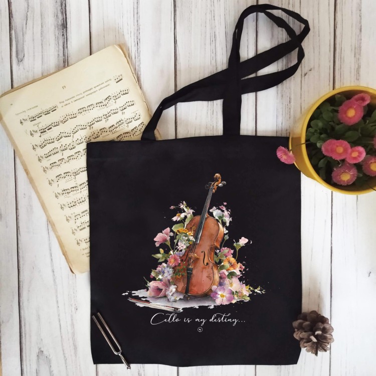 Wiolonczela - Cello is my destiny - Prezent dla wiolonczelistki - Prezent dla wiolonczelisty - Torba 2 ucha