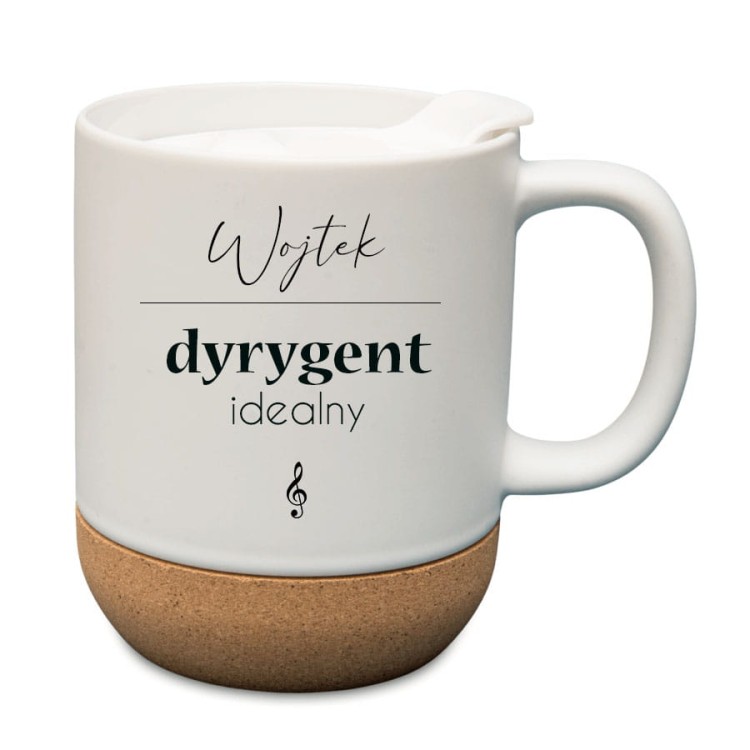 Dyrygent idealny / Dyrygentka idealna - Personalizacja - Kubek różowy / biały z korkiem