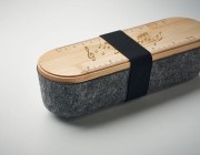 Muzyczny piórnik - Piórnik z filcu - Bambusowa linijka