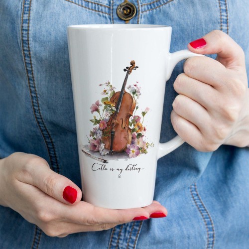 Wiolonczela - Cello is my destiny - Prezent dla wiolonczelisty -  Kubek latte