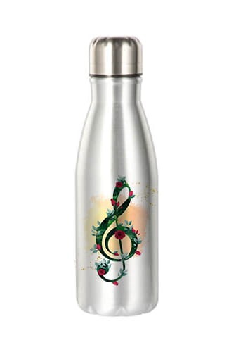 Klucz wiolinowy - Róże 2 - Aluminiowa butelka na wodę