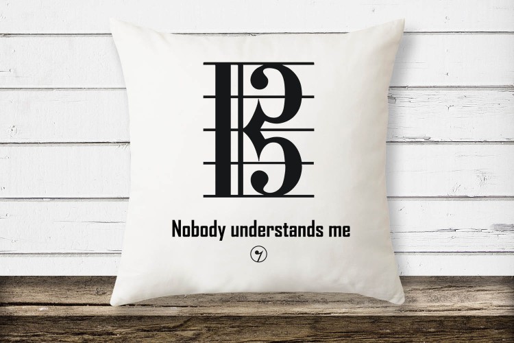 Klucz altowy - Nobody understands me - Prezent dla muzyka - Poduszka