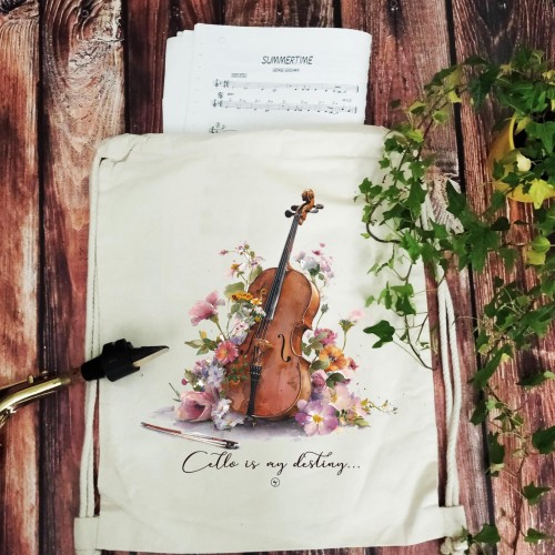Wiolonczela - Cello is my destiny - Prezent dla wiolonczelistki - Prezent dla wiolonczelisty - Worek plecak