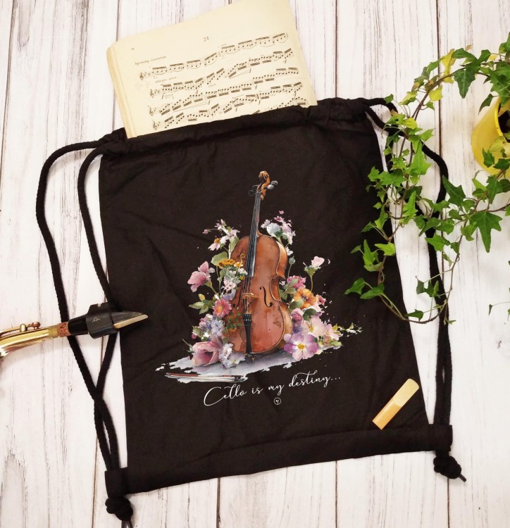 Wiolonczela - Cello is my destiny - Prezent dla wiolonczelistki - Prezent dla wiolonczelisty - Worek plecak