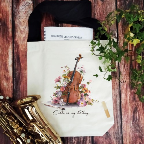 Wiolonczela - Cello is my destiny - Prezent dla wiolonczelistki - Prezent dla wiolonczelisty - Torba na ramię