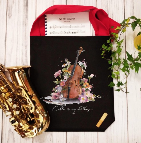 Wiolonczela - Cello is my destiny - Prezent dla wiolonczelistki - Prezent dla wiolonczelisty - Torba na ramię