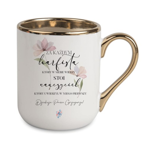 Kubek elegant Harfa – Za każdym harfistą stoi nauczyciel – Osemkowa.pl