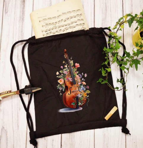 Kontrabas - Kwiaty #2 - Prezent dla kontrabasistki - prezent dla kontrabasisty - Worek plecak
