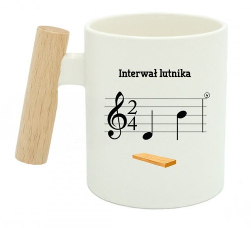 Lutnik - Prezent dla lutnika - Interwał lutnika - Kubek ceramiczny z drewnianym uchem