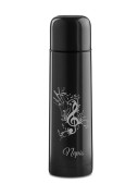 Personalizowany muzyczny termos 500 ml z grawerem klucza wiolinowego – czarny