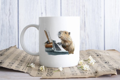 Fortepian - Kapibara - Prezent dla pianisty - Kubek ceramiczny