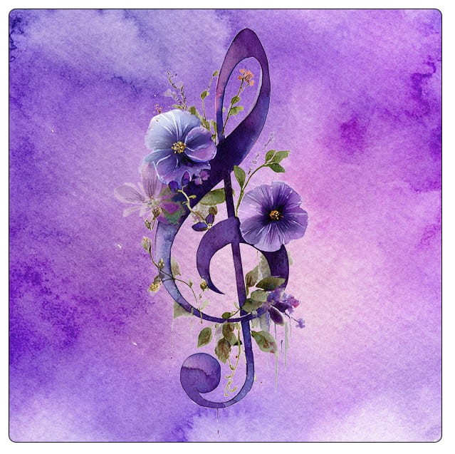 Fioletowy klucz wiolinowy - Korek - Podkładka pod kubek