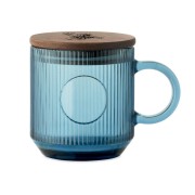 Muzyczny grawer - Szklanka z wieczkiem - Szklany kubek z akacjową pokrywką