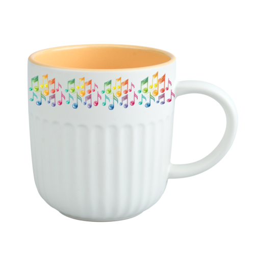 Kolorowe nutki - Prezent dla muzyka - Kubek żebrowany żółty