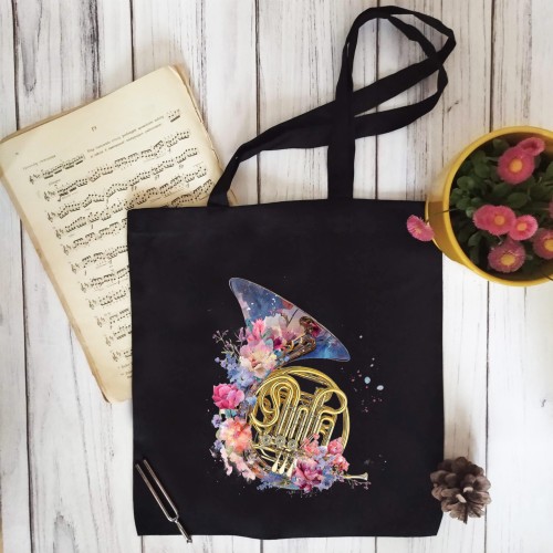 Waltornia - Kwiaty #2 - Prezent dla waltornistki - Torba z 2 uchami