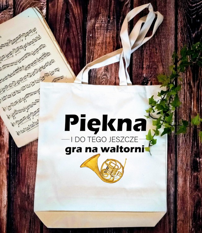 Waltornia - Torba z waltornią - Piękna i do tego gra na waltorni - Torba 2 uchami