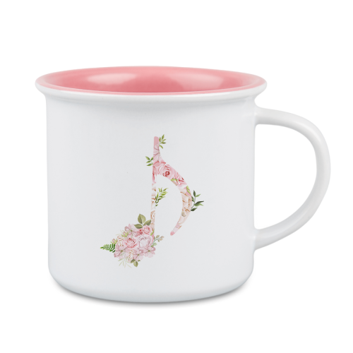 Ósemka - Nutka - Kwiaty - Upominek dla muzyka - Kubek różowy retro camper