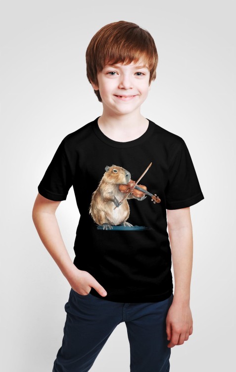 Skrzypce - Kapibara gra na skrzypcach - Koszulka dziecięca