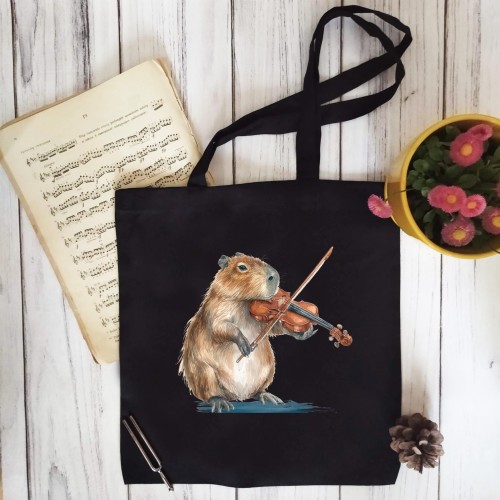 Skrzypce - Kapibara - Prezent dla skrzypka - Torba z 2 uchami