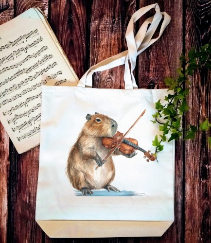 Skrzypce - Kapibara - Prezent dla skrzypka - Torba z 2 uchami