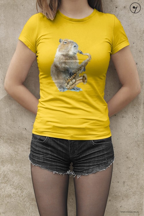 Saksofon - Kapibara - Prezent dla saksofonistki - Koszulka - osemkowa.pl