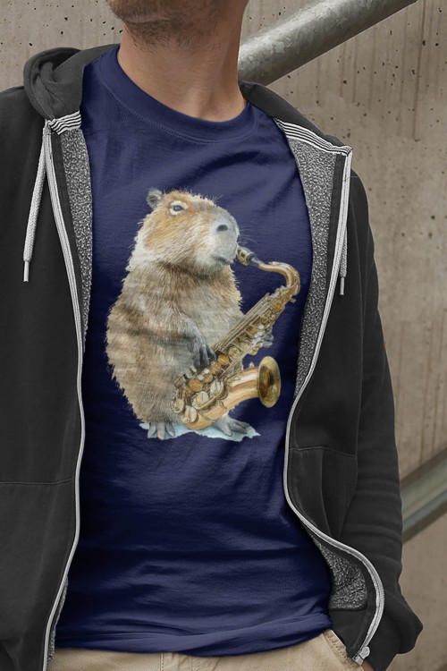 Saksofon - Kapibara - Koszulka dla saksofonisty - osemkowa.pl