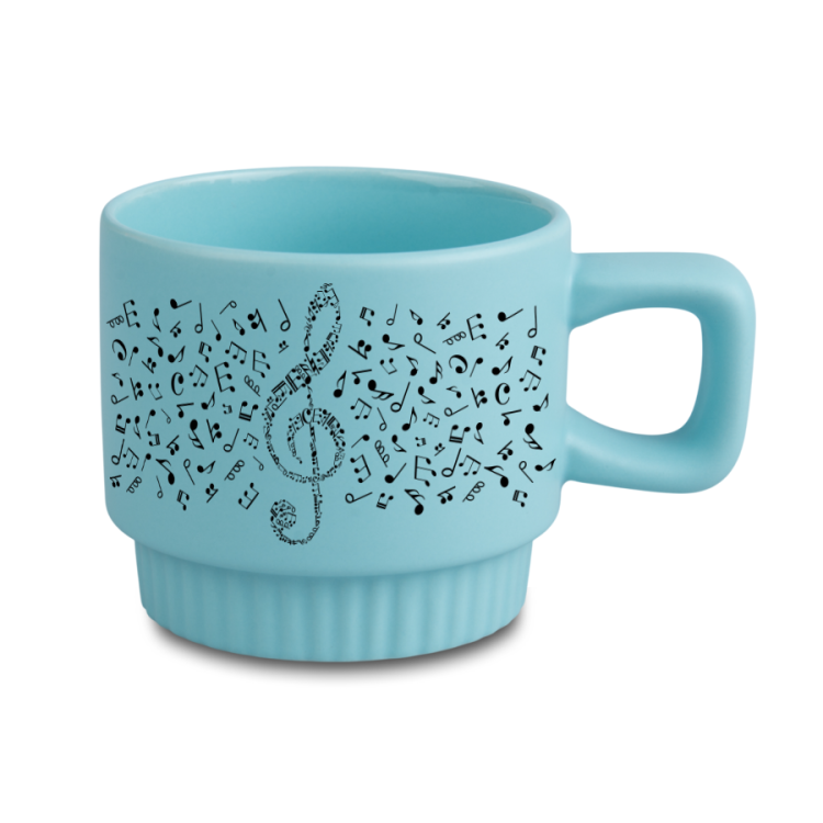 Czarne nutki - Prezent dla muzyka - Kubek niebieski